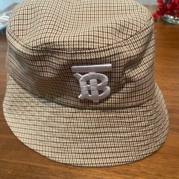 Burberry Beige and Brown Patterned Bucket Hat - Picture 1 of 4
